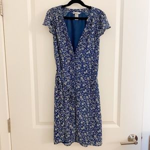 Blue floral print dress